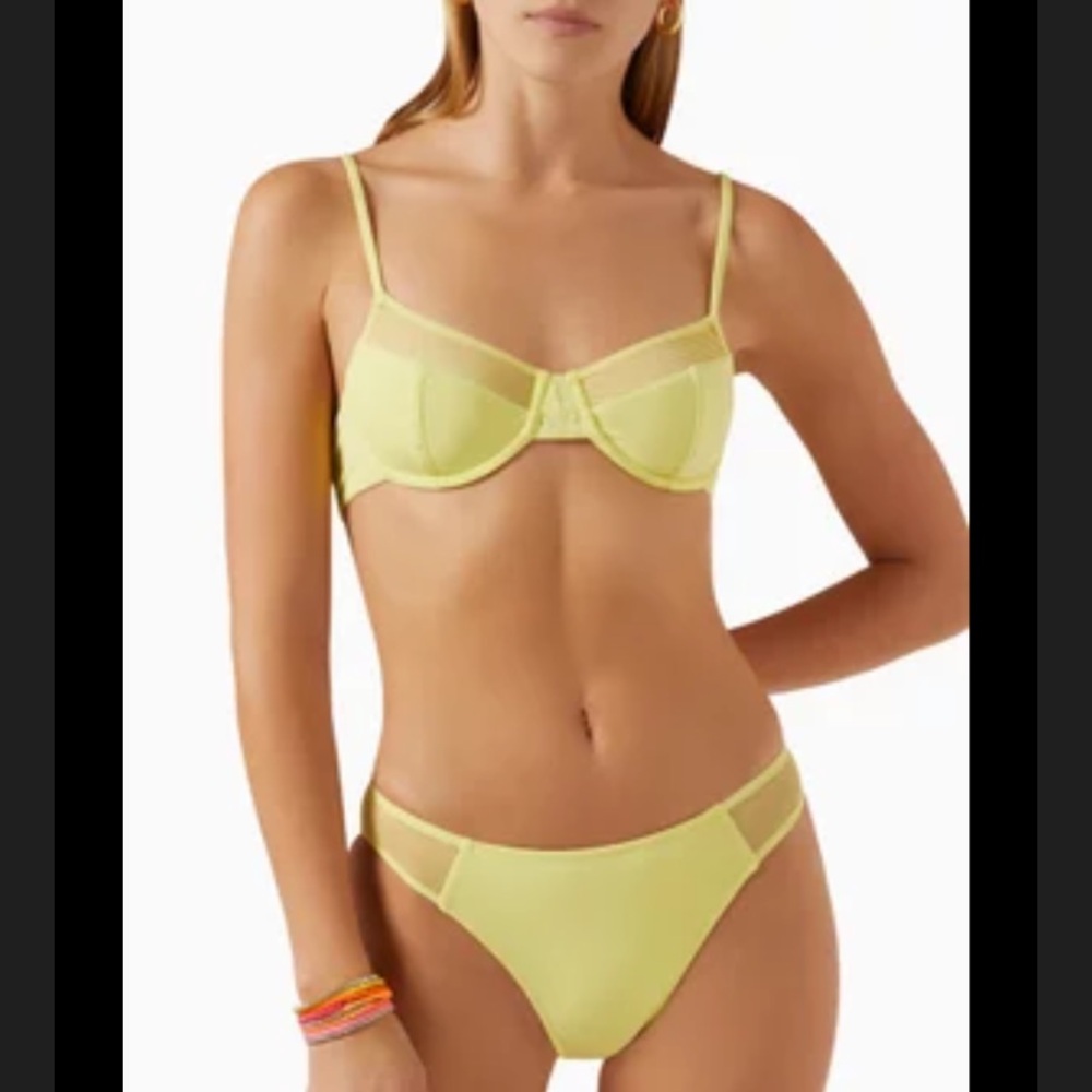 Solid & Striped Emily bikini in butterluxe & mesh pattern, color banana